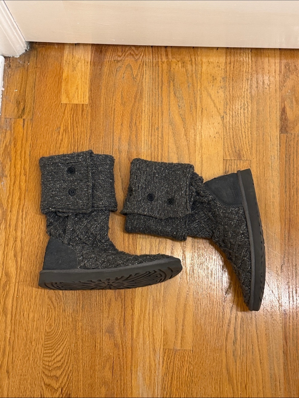 Ugg Women's Fold-Over Knit Ankle Booties - Dark Gray